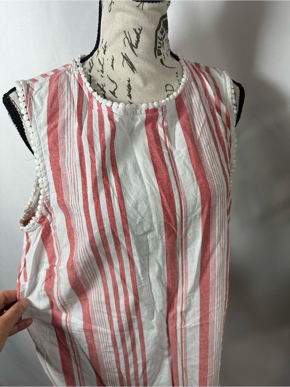 London Times Cream and Coral Striped Sleeveless Mini Dress - Picture 4 of 10